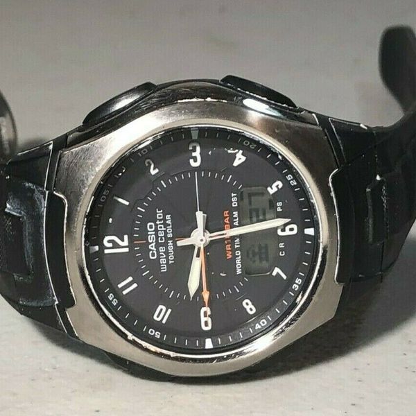 MENS CASIO WVA 430J ANA DIGI SILVER BLACK WAVE CEPTOR TOUGH SOLAR WATCH ...
