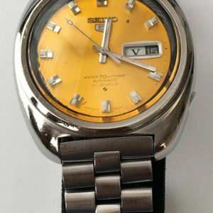 Vintage Seiko 5 Automatic Watch Water 70m Proof 21 Jewels 6119-8400 Yellow  dial | WatchCharts