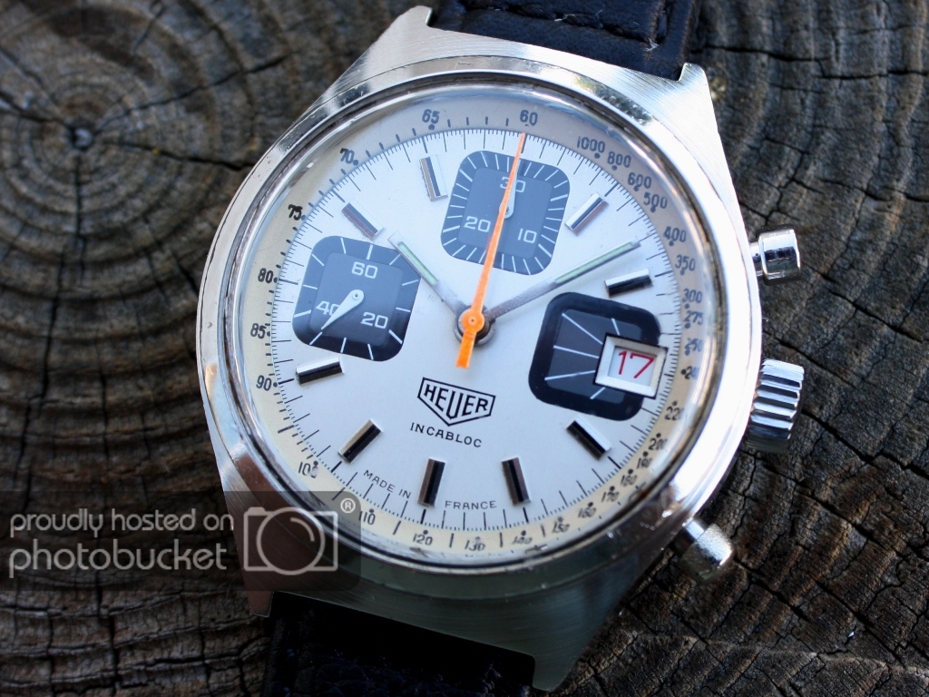 SOLD Vintage Heuer Incabloc Chrono Valjoux 7765 movement