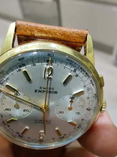 Stunning Vintage Swiss Emperor chronograph Valjoux 7733 37mm case |  WatchCharts Marketplace