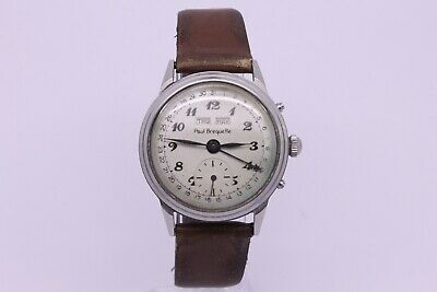 VINTAGE Paul Breguette Men 33mm Steel Bumper Automatic Triple Date