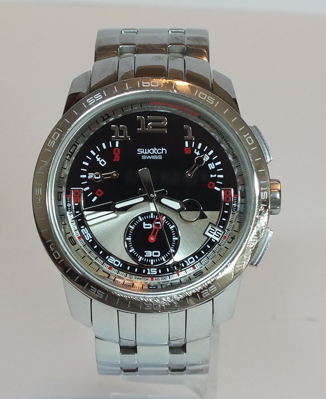 Swatch YRS406G Fool Fly Swiss Made 4 Jewels Stainless Steel Chronograph  Date | WatchCharts Marketplace