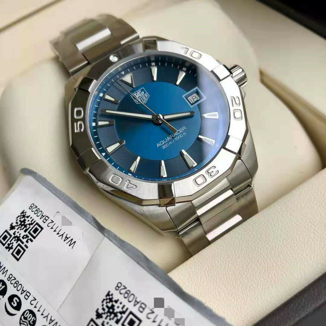 TAG HEUER Men's AQUARACER Watch WAY1112.BA0928 - 41mm - Blue Dial - Stainless Steel Case - Stainless Steel Bezel - Stainless Steel Link Bracelet