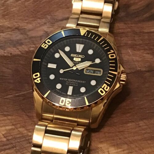 Seiko 5 SNZF22J1 7S36-03C0 “Sea Urchin” Gold Tone Automatic Divers Watch  (AS IS) | WatchCharts