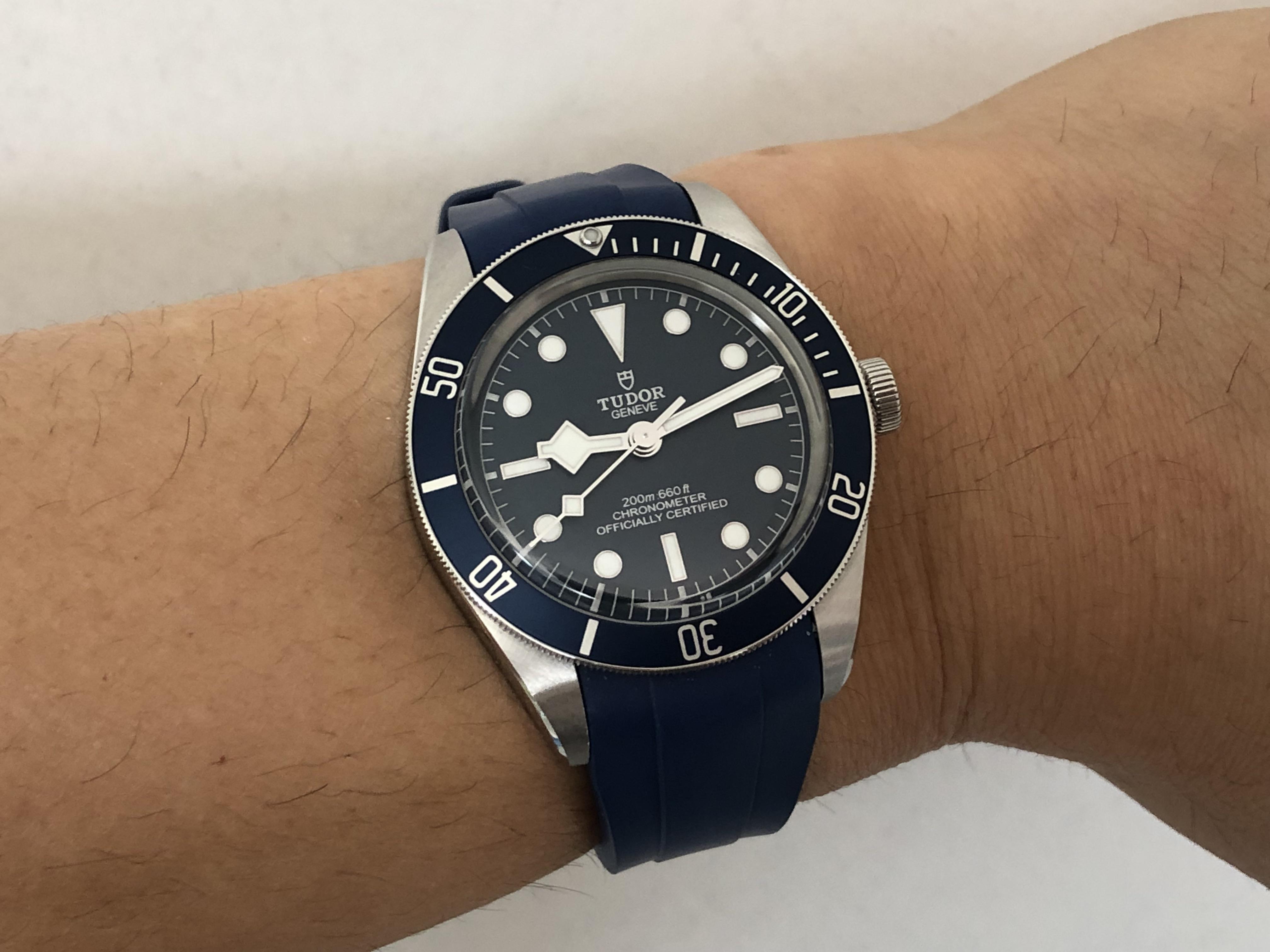 tudor black bay blue leather strap