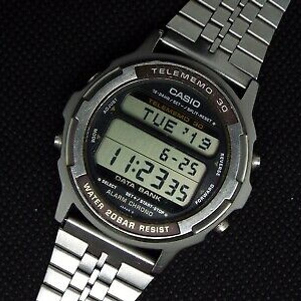 完璧わいふによる TELEMEMO WATCH DIGITAL VINTAGE CASIO 30 ALARM DW-3200 838 時計