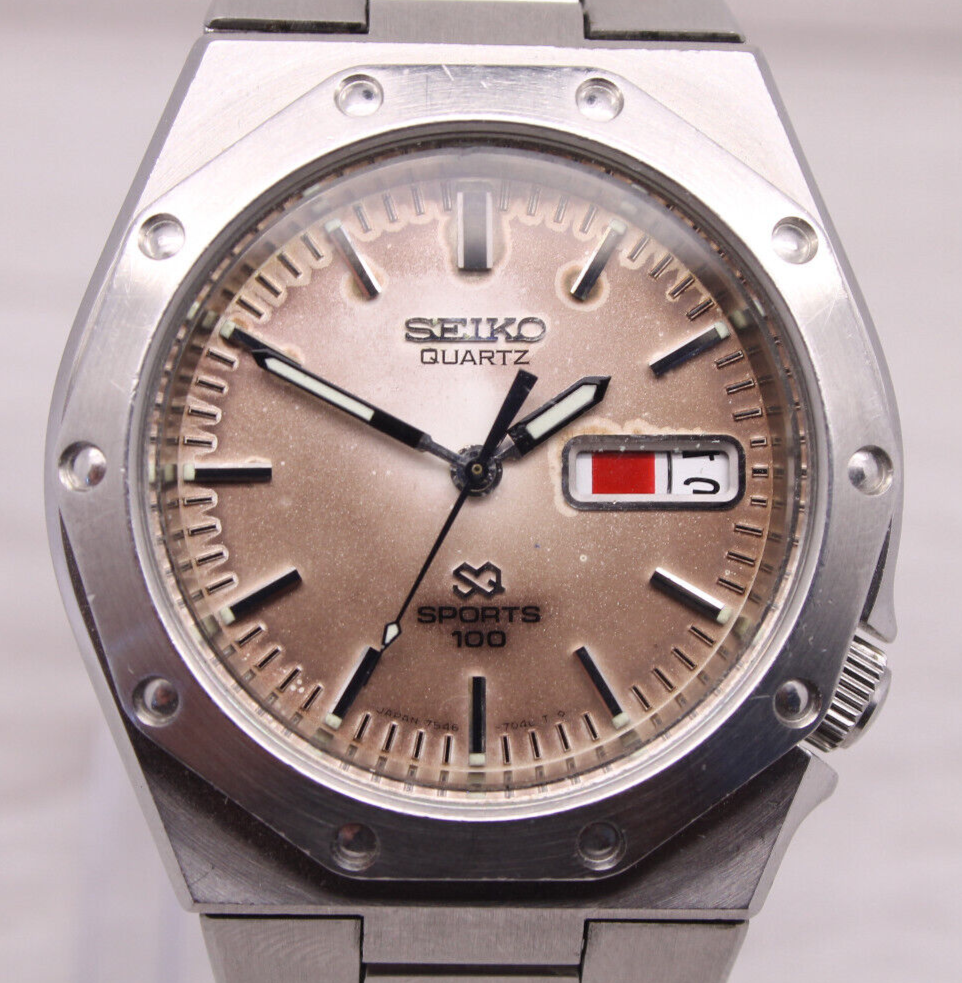 VINTAGE 1988 Seiko SQ Sports 100 Steel Mens Quartz Watch 7546-703B PARTS  REPAIR | WatchCharts Marketplace