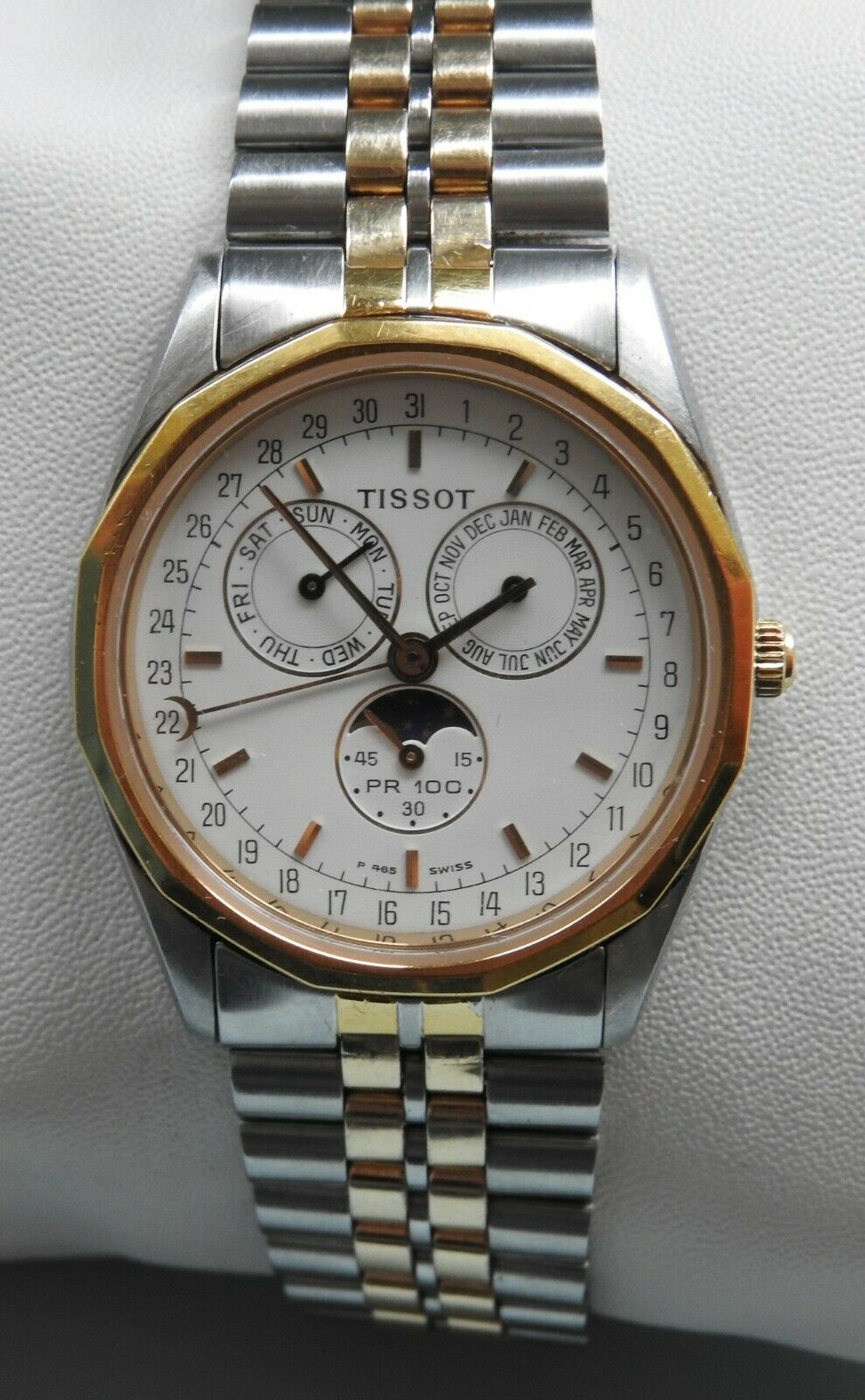 Tissot - PR100 Full Calendar & Moon Phase - P365/465 - Steel/gold