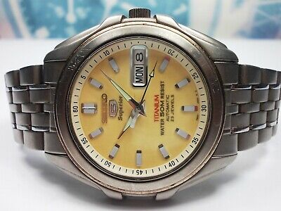 SEIKO 5 SUPERIOR TITANIUM DAY DATE AUTOMATIC MENS WATCH 7S36 0140