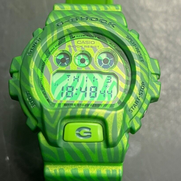 Mens Casio G-Shock DW6900ZB Green Zebra Striped Digital Quartz