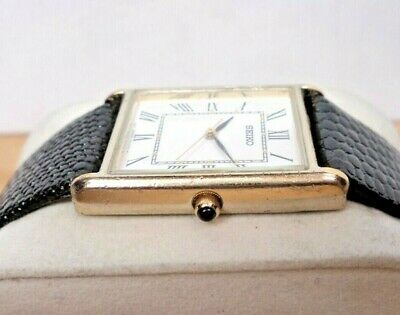 SERVICED Seiko 7N01 0EZ0 Mens Full Size Tank Rectangle Gold Plated