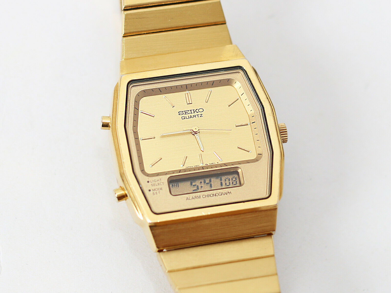 Vintage Seiko H601 5400 Analog Digital Men s Gold Tone Quartz