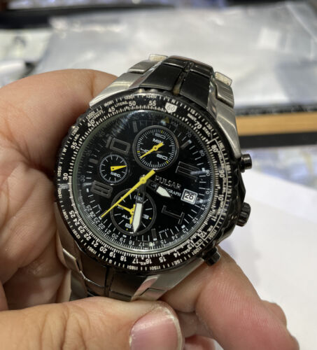 SEIKO PULSAR 7T62-X041 Chronograph Quartz Black Dail Analog Mens