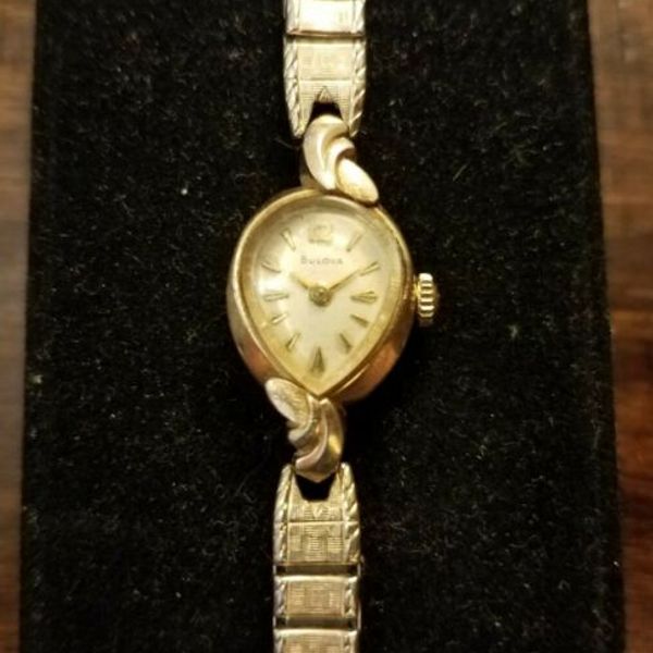 Vintage 1964 Bulova Teardrop 10k Rolled Gold Plated Case Women's Watch ...