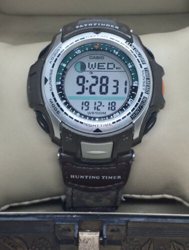 Casio Pathfinder PAS-410B Mens Watch 46mm Gray Digital Canvas Strap New Battery Casio Pathfinder Hunting Timer Men PAS-410B Canvas Quartz  main image 4