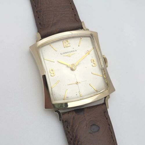 QU9 CRISP 56 MENS LONGINES HOURGLASS GOLD FILL STUNNING UNIQUE