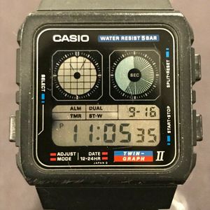 Rare Casio AE-21W Twin-Graph II watch 809 Module Working