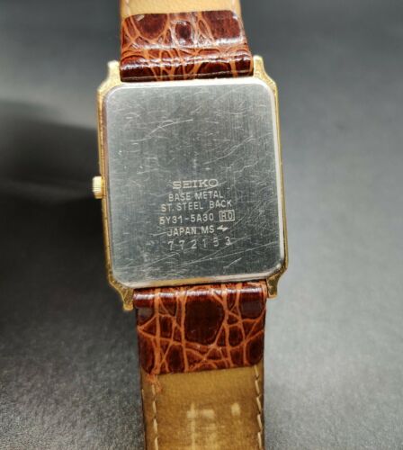 Seiko SX Rectangle Analog Quartz Watch New Battery Leather Band