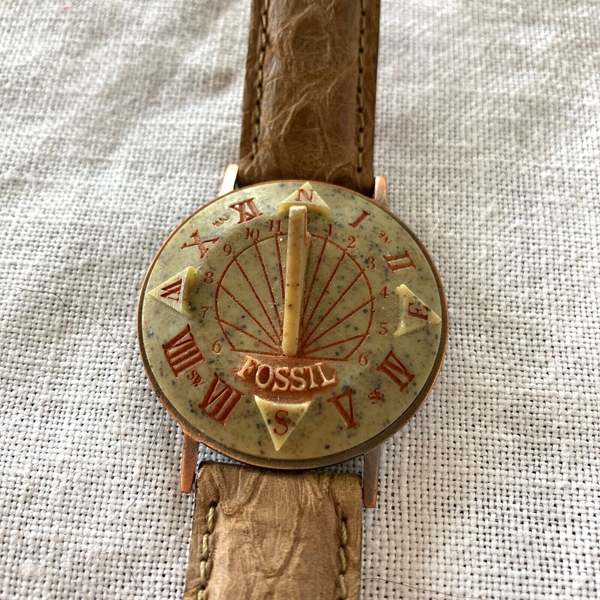 Fossil Sundial Leather Watch Non Movement Wristwatch SD-7620