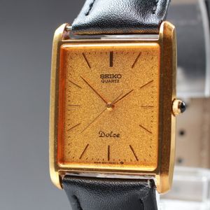 N MINT】 Vintage Seiko Dolce 9521-5090 Gold Tank Shape Men's