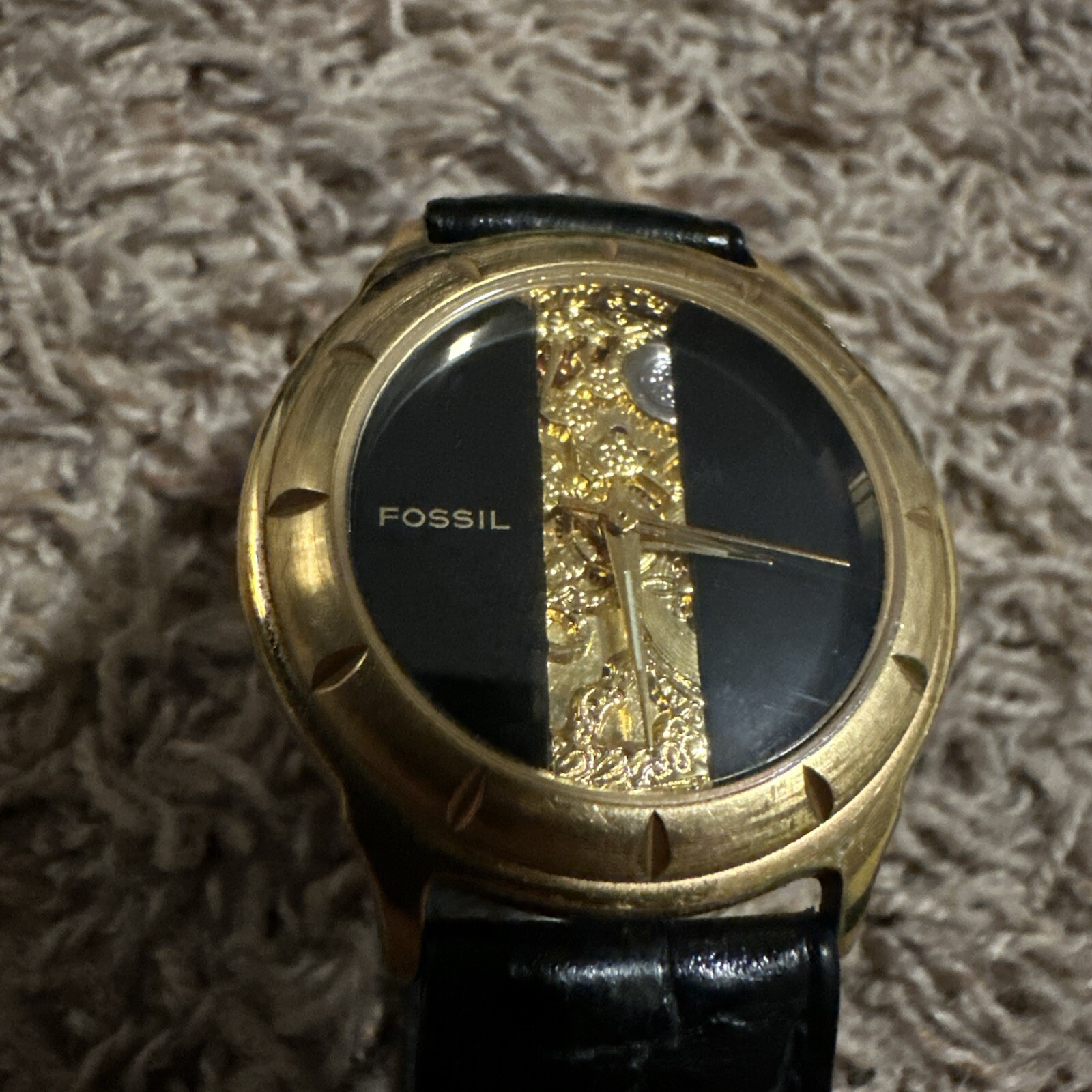 Vintage 1996 Fossil 0043 Skeleton Gold Plated Rare Dress Watch SK-5080 Alligator | WatchCharts Marketplace Vintage 1996 Fossil 0043 Skeleton Gold Plated Rare Dress Watch SK-5080 Alligator | WatchCharts Marketplace