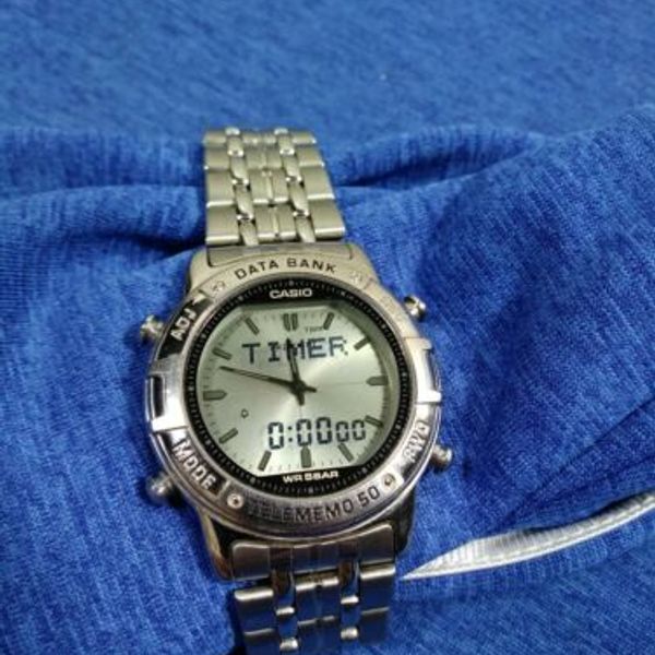 Vintage Casio ABX-600 Twincept Telememo 50 Databank LCD Watch Steel Rare |  WatchCharts Marketplace