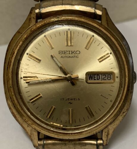 seiko automatic 17 jewels gold watch