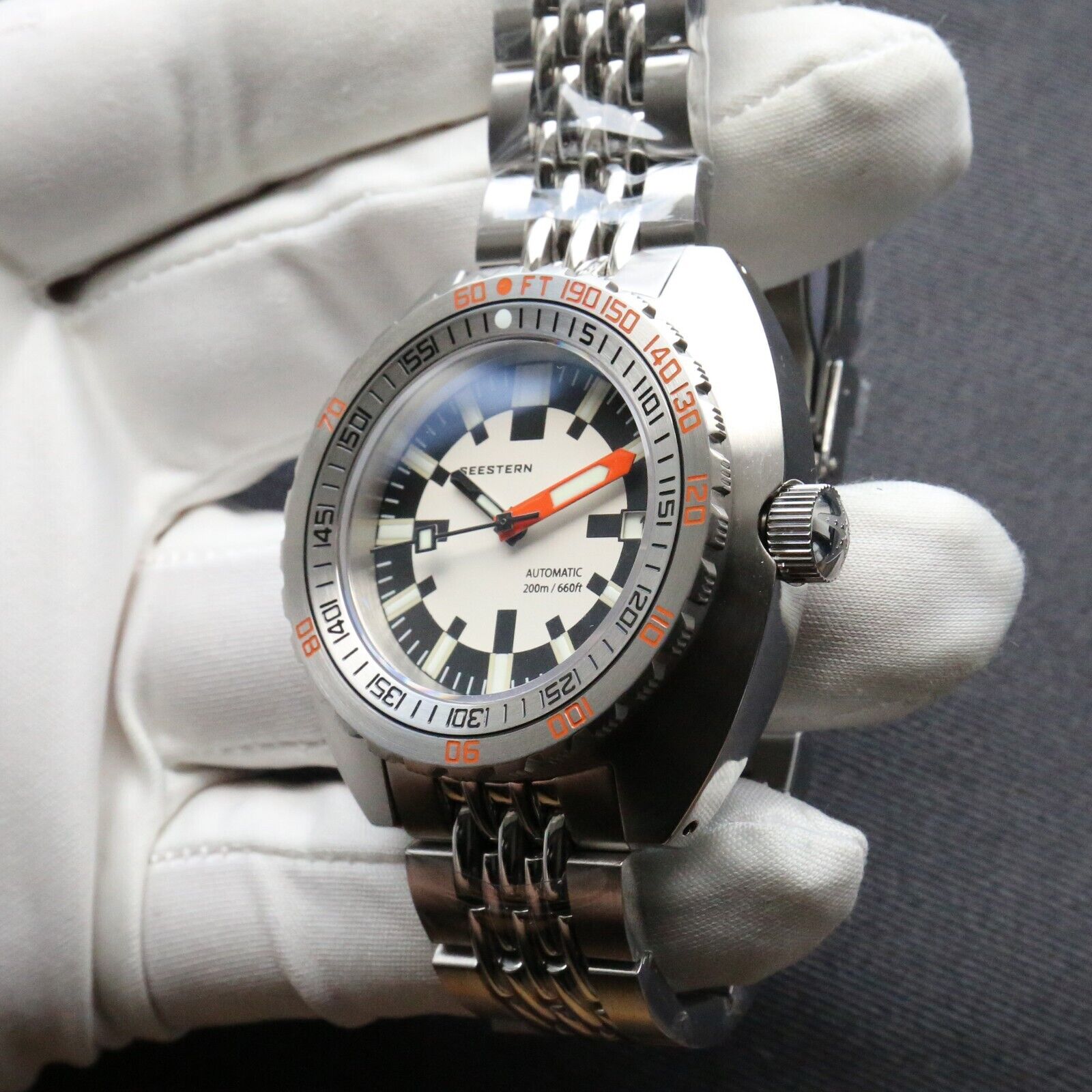 Seestern V3 42MM SUB 300T LUME DATE 200m DIVER'S Mens Watch DOX10 BlueGold Stone - Foto 11