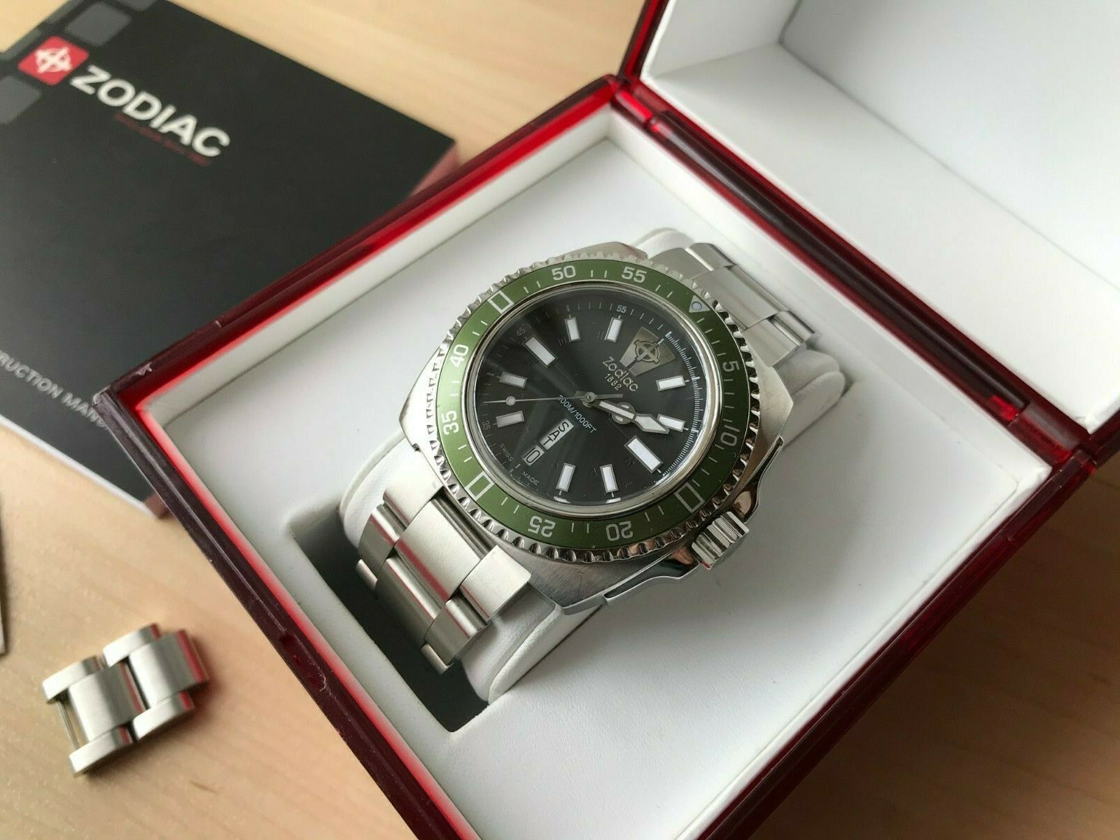 Zodiac V-Wolf Diver ZO2310 mit grüner Lünette; rare, Top condition 