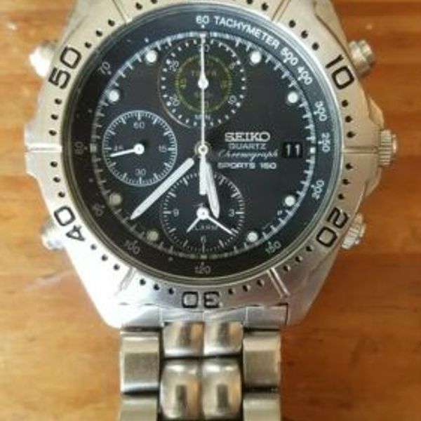 Vintage 1990s Seiko Sports 150 Chronograph 7T42-6A00 Quartz Mens