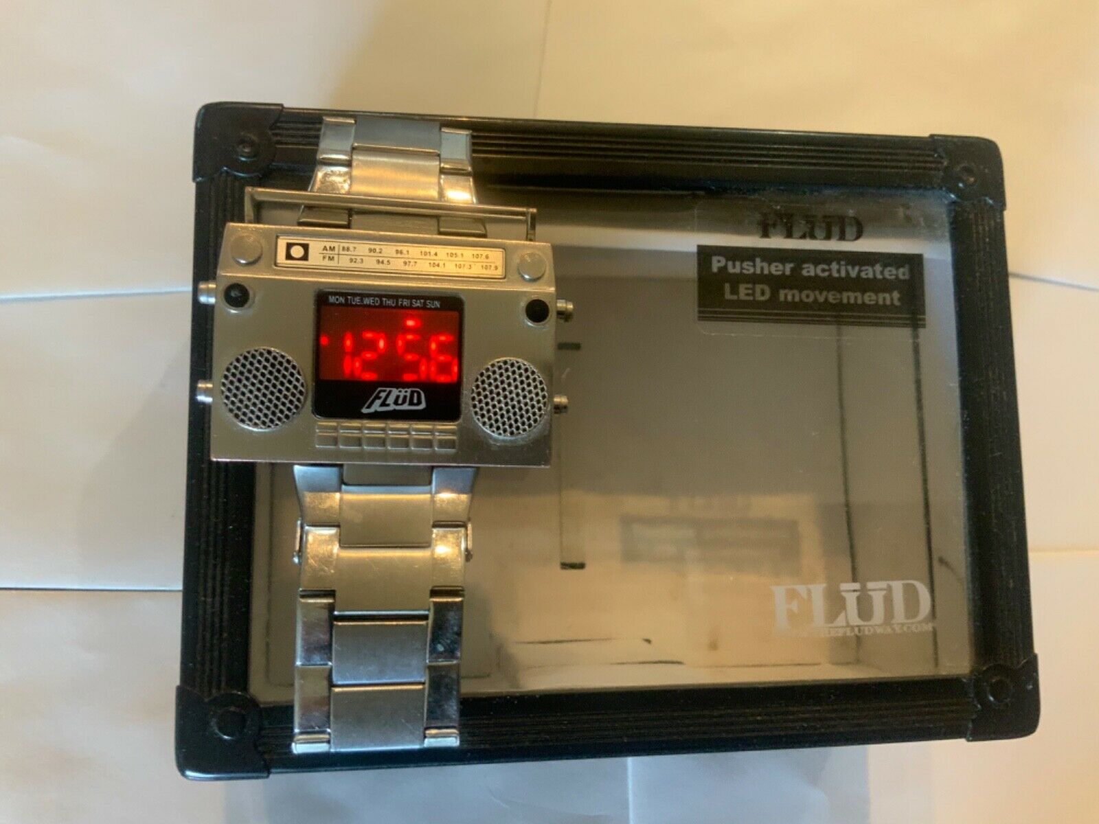 Flud Men's Boombox Gold Retro LED Digital Watch