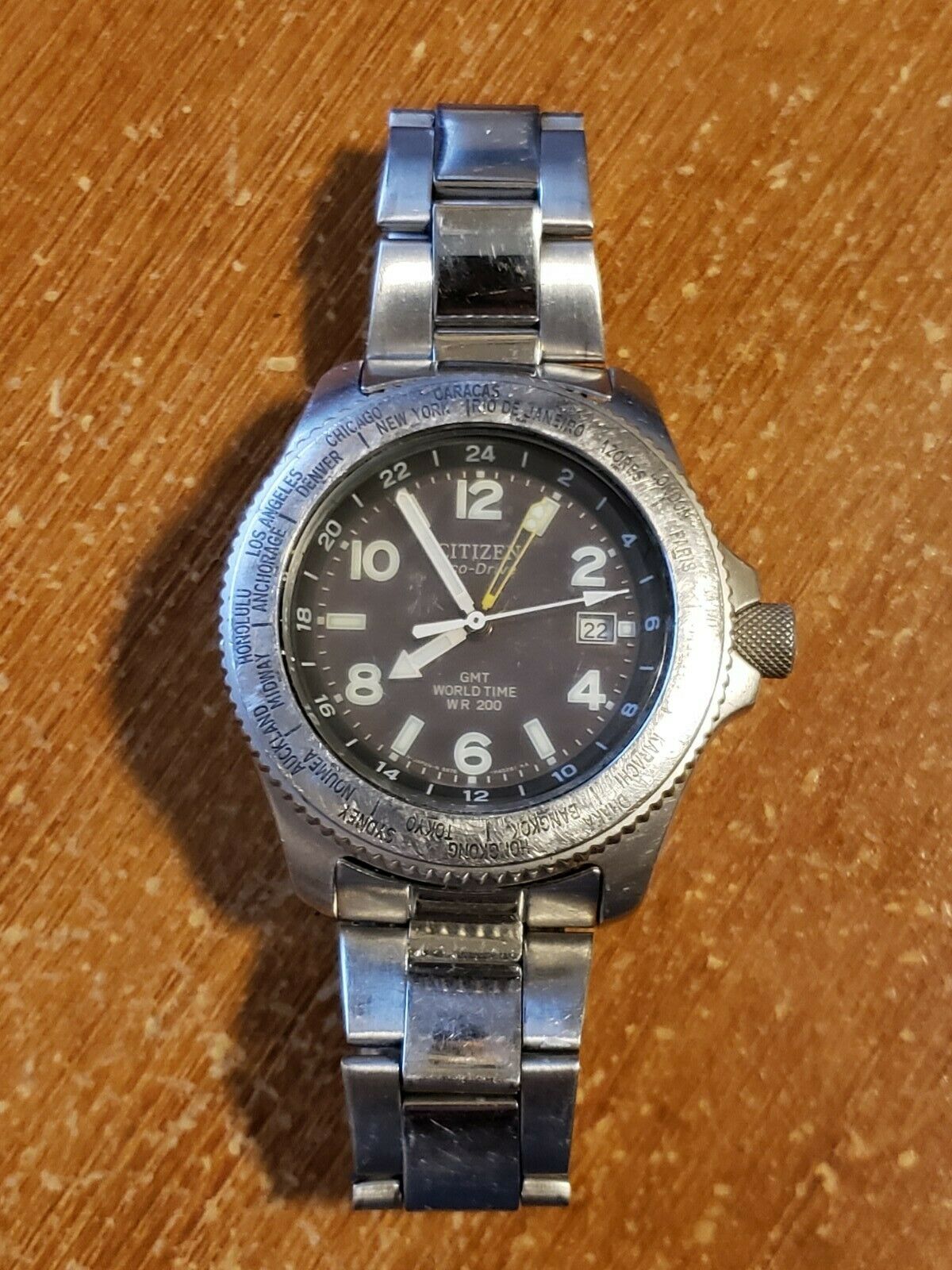 稼働品／CITIZEN ATTESA Eco-Drive B876 GMT搭載 Citizen Eco-Drive GMT WR200 World Time B876-H23231 TA AS IS