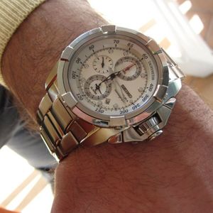 SEIKO VELATURA QUARTZ CHRONOGRAPH 7T62-0HD0,WHITE DIAL,BEAUTIFUL