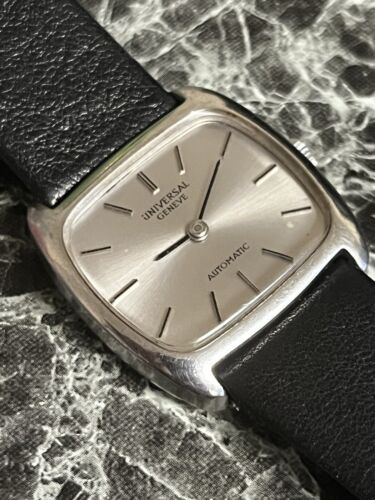 Montre Vintage Femme Geneve Avec Mouvement Unitas 200 (à Réparer) - Argent Et Cuir