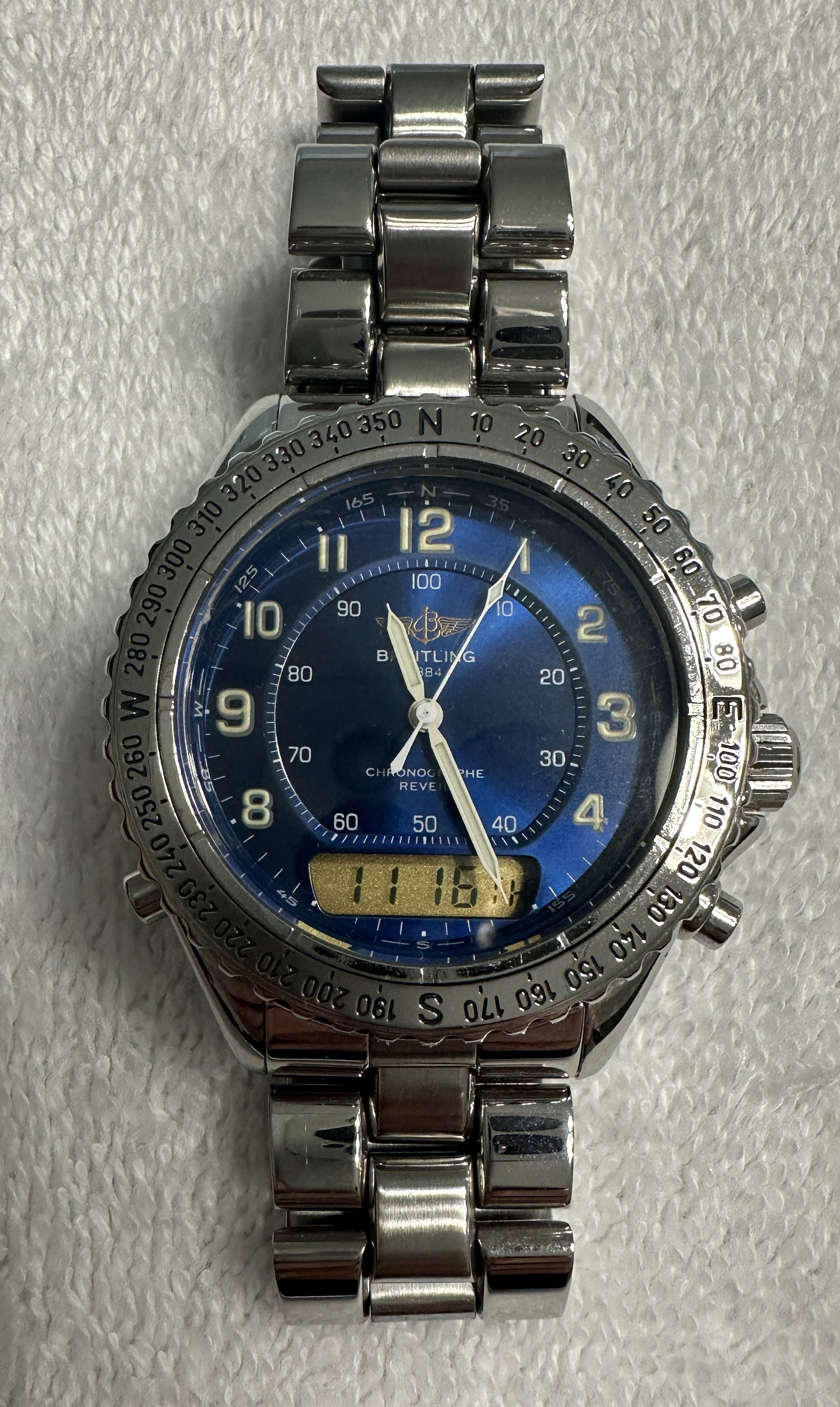 BREITLING INTRUDER REVEIL A51035 ANALOG/DIGITAL QUARTZ WATCH 