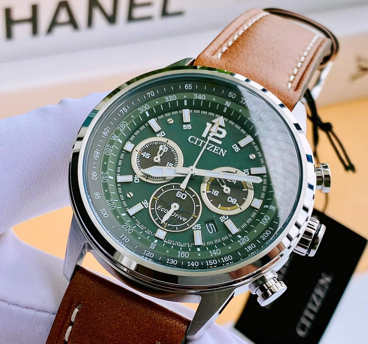 Citizen Eco-Drive CA4477-08X Avion Green Dial Chronograph Men's