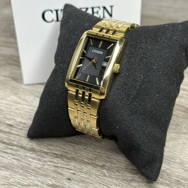 Rectangular Citizen Watch NEWâ Citizen Classic Quartz Gold Tone Rectangle Steel Men's Watch ...