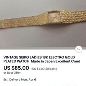 VINTAGE SEIKO LADIES 18K ELECTRO GOLD PLATED WATCH ($200] Excellent Cond |  WatchCharts