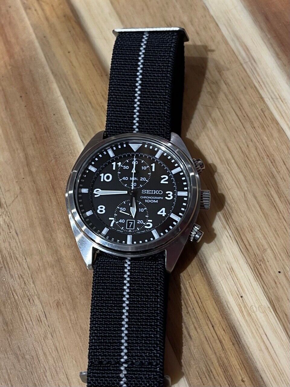 Seiko 7T94-0BL0 Seiko Quartz Chronograph Military Black Stainless