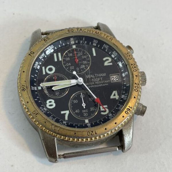 Vintage WALTHAM XAX329 Chronograph Quartz Analog Men's Watch AS Is For