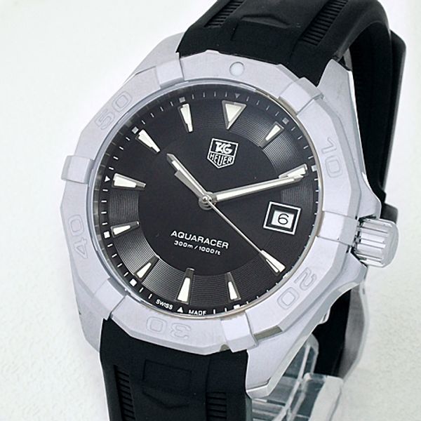 TAG Heuer WAY1110.FT8021 Orologio Uomo, Cassa In Acciaio 41 Mm, Quadrante Nero, Cinturino In Gomma, Movimento Svizzero Al Quarzo, 300m Waterproof