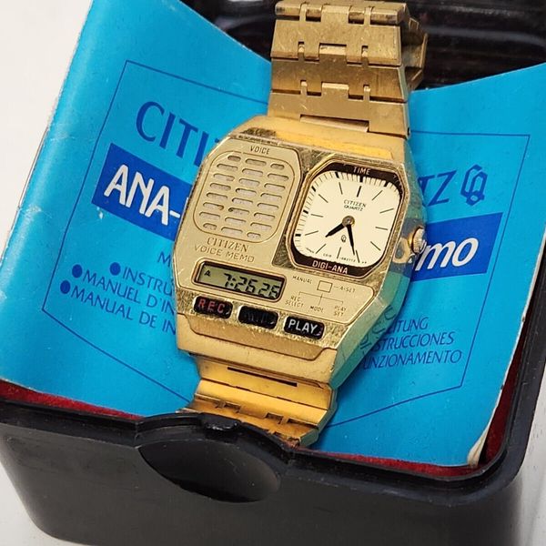 VINTAGE CITIZEN ANA DIGI VOICE MEMO WATCH C010 MADE IN JAPAN