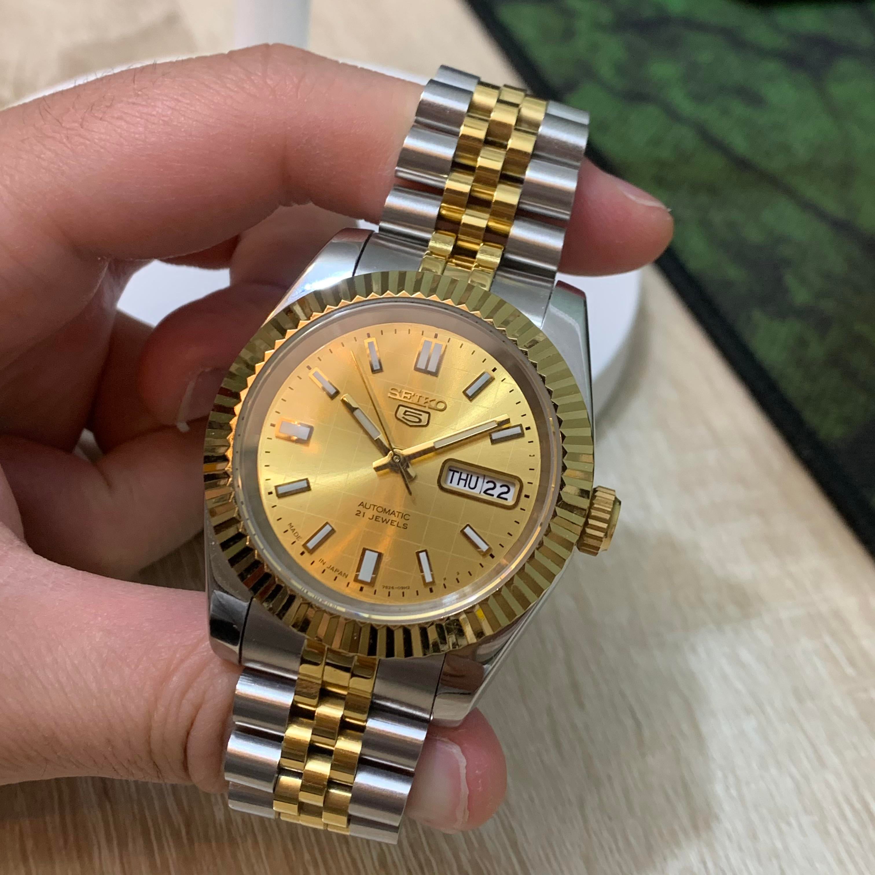 WTS Seiko Mod Custom fluted bezel Two Tone Datejust homage