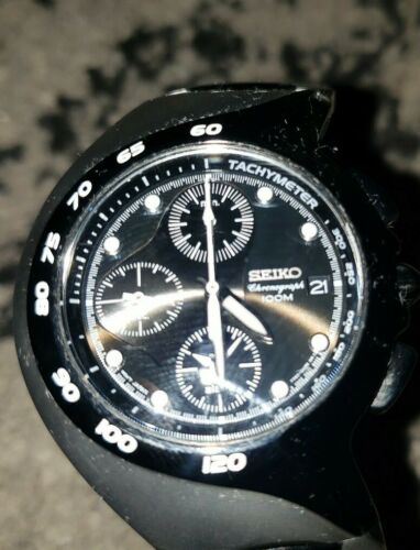 Seiko chronograph 100m tachymeter 3185-b.1 -MENs- glow in the dark