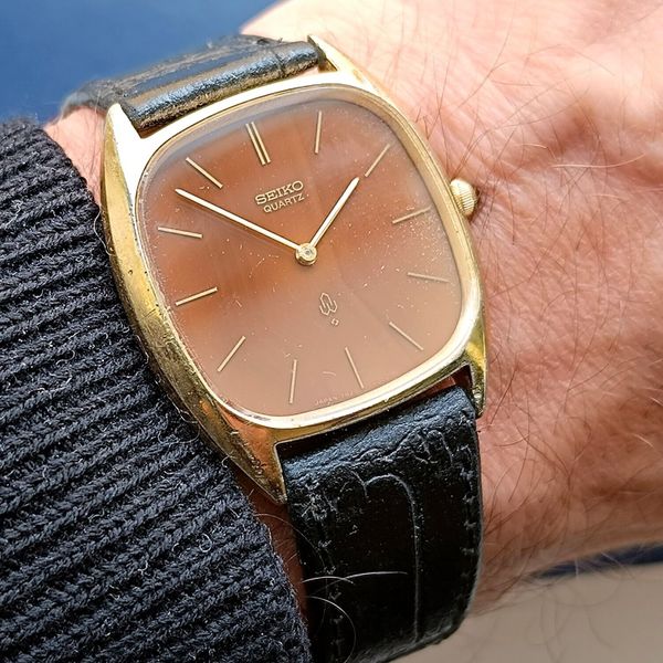 Seiko Slim 7820-5000 Jul 1979 Gold Brown Mens Dress Watch