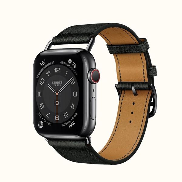 Hermes Apple Watch Strap Hermes 44mm Noir Swift Leather Attelage Single Tour WatchCharts