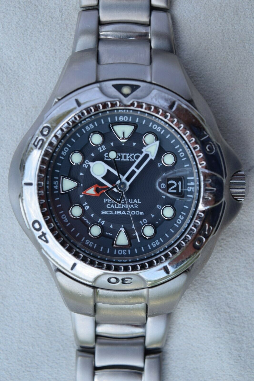 Serviced Seiko Pipin 8F58-0020 Titanium HAQ Perpetual GMT