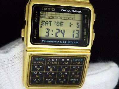 CASIO VINTAGE DIGITAL WATCH DBC-610 GOLD 676 TELEMEMO DATABANK