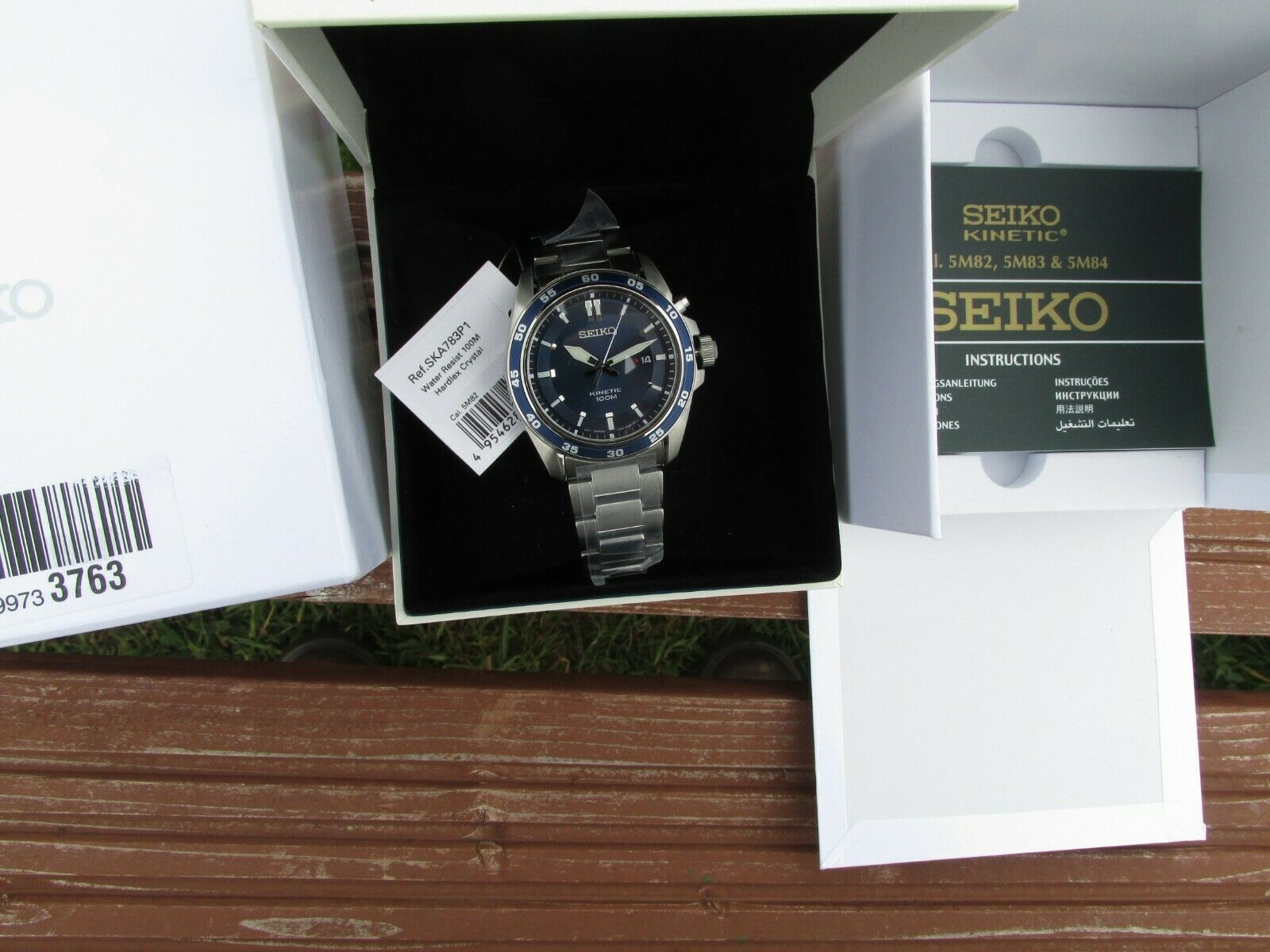 Superb SEIKO Kinetic SKA783P1 Blue all and boxes dial watch NEW WatchCharts | booklets Brand