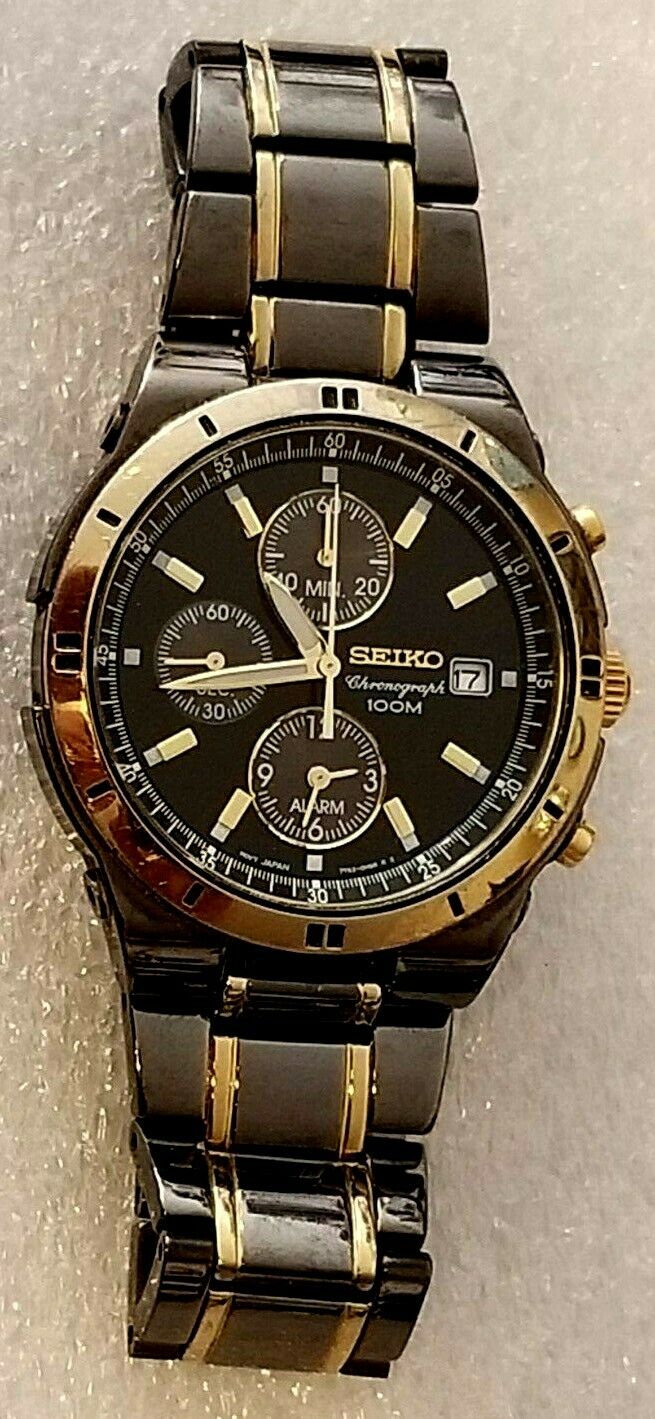 Seiko chronograph 100m clearance gold